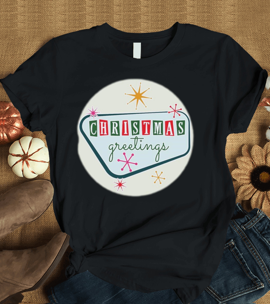 Christmas Greetings Vintage Retro Holiday 星 Starburst T-Shirt