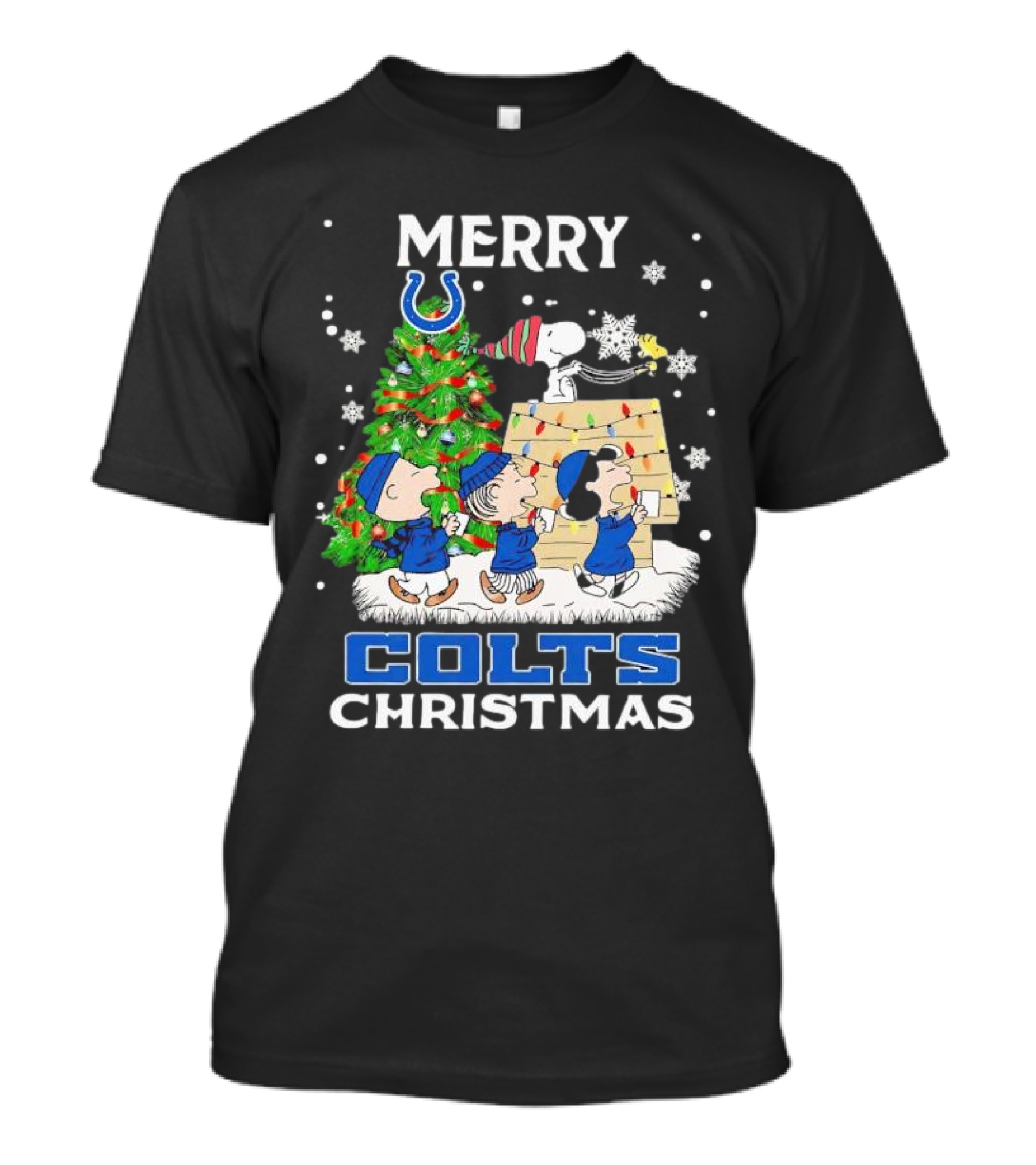 Merry Christmas Peanuts Characters Indianapolis Colts T-Shirt