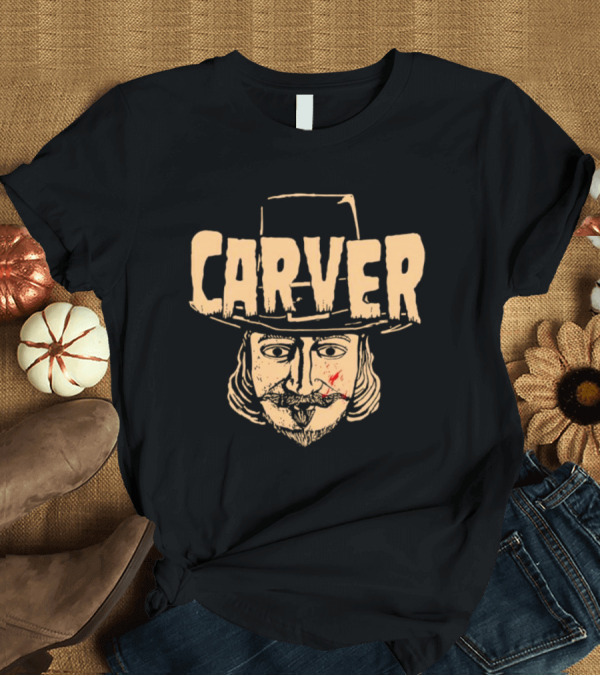 T-Shirt: Carver Thanksgiving Pilgrim Hat Bearded Man Face T-Shirt Carver Thanksgiving Pilgrim Hat Bearded Man Face T-Shirt