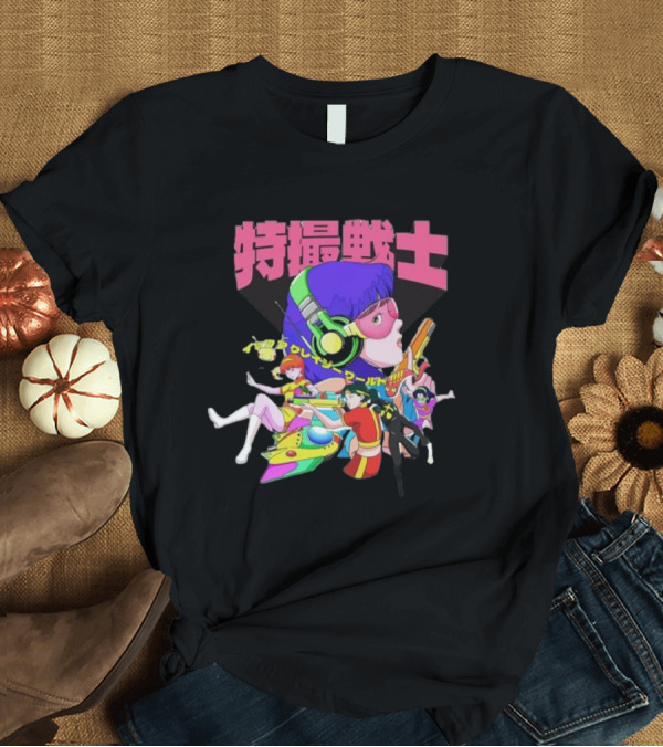 T-Shirt: Popkiller Tokusatsu Senshi Retro Anime Heroes Japanese Text Neon T-Shirt Popkiller Tokusatsu Senshi Retro Anime Heroes Japanese Text Neon T-Shirt