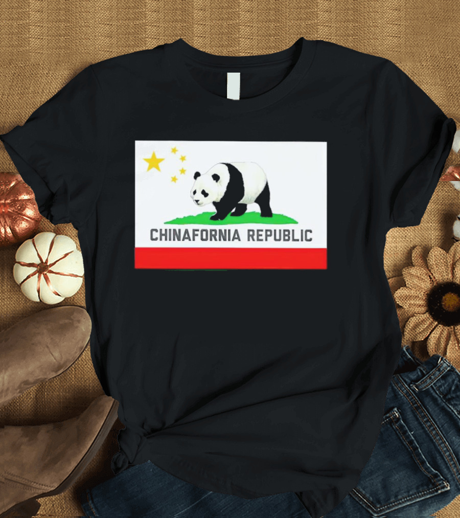 Chinafornia Republic Panda Flag Mockup T-Shirt