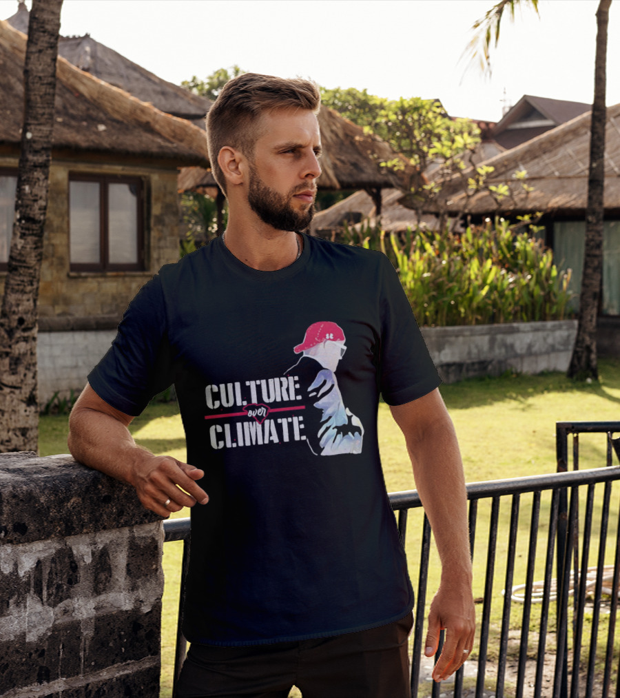 CULTURE OVER CLIMATE Red Cap Figure T-Shirt
