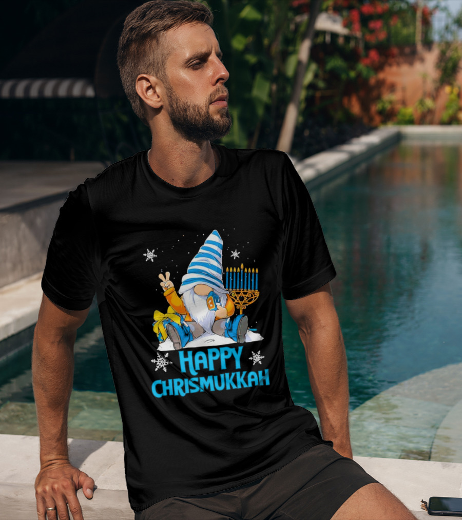 Happy Chrismukkah Gnome Menorah Snowflakes T-Shirt