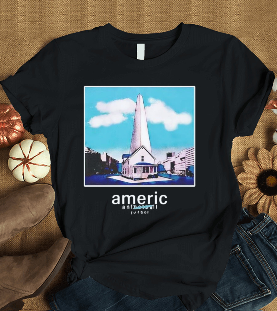 Americ anfootball Futbol House and Obelisk Cityscape T-Shirt