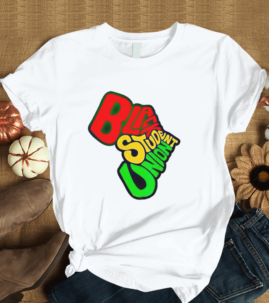 Black Student Union Red Yellow Green Text T-Shirt