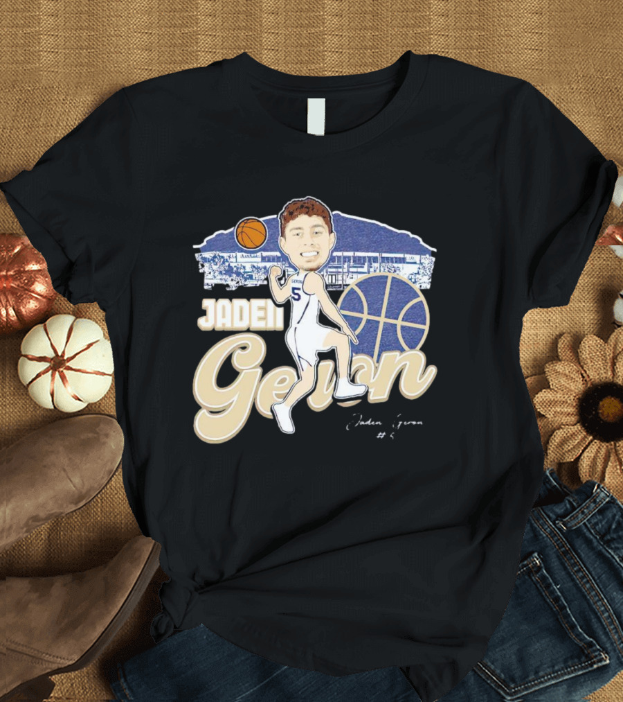 Jaden Geron Montana State Bobcats Basketball Caricature Stadium Scene with Signature T-Shirt
