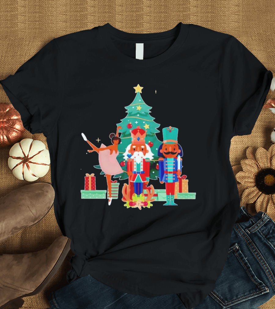 The Nutcracker Characters with Christmas Tree and Gifts T-Shirt