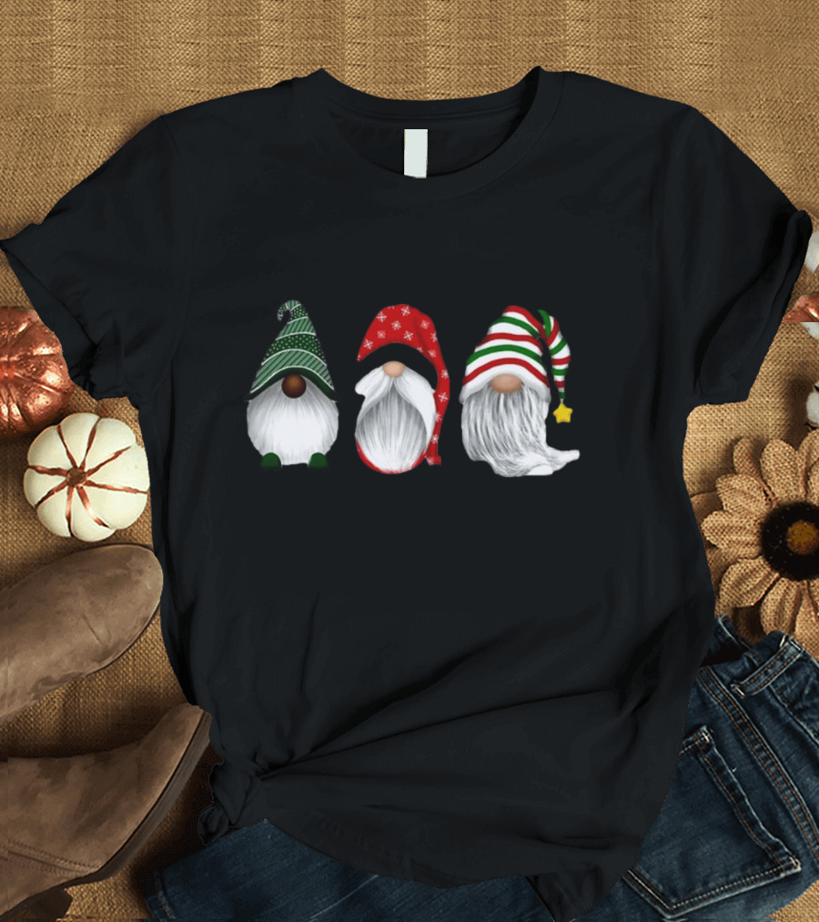 Holiday Gnomies Christmas Gnome Trio in Festive Hats T-Shirt