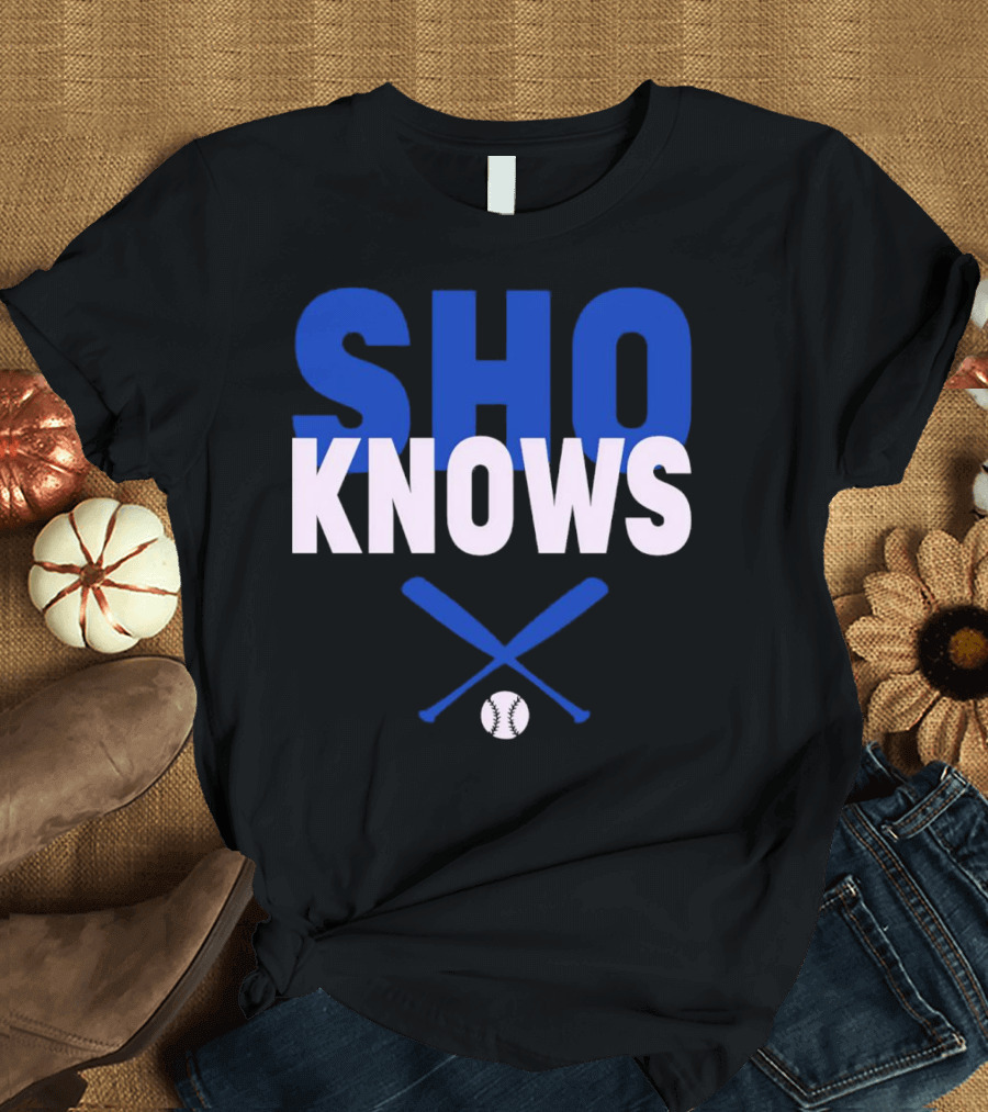 SHO KNOWS Shohei Ohtani Baseball Bat and Ball T-Shirt