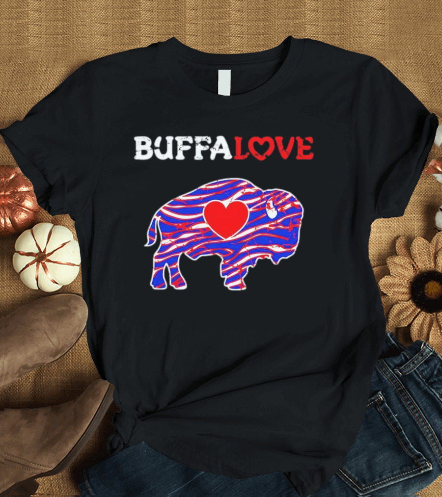Buffalo Bills Buffalove Heart Logo with Red White Blue Buffalo T-Shirt