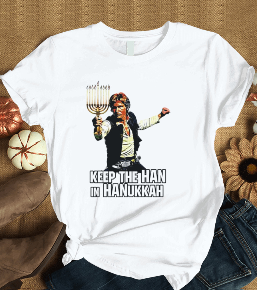 Keep the Han in Hanukkah Menorah Lightsaber T-Shirt