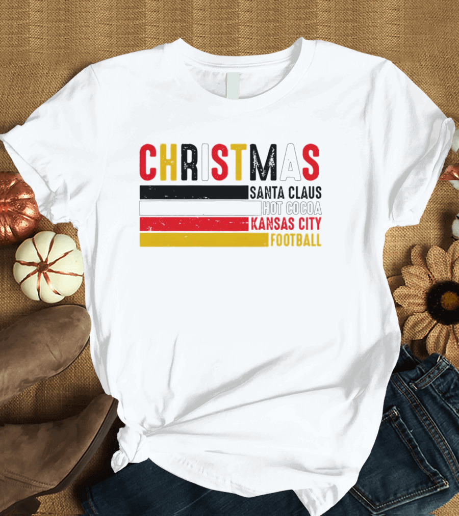 Christmas Santa Claus Hot Cocoa Kansas City Football T-Shirt