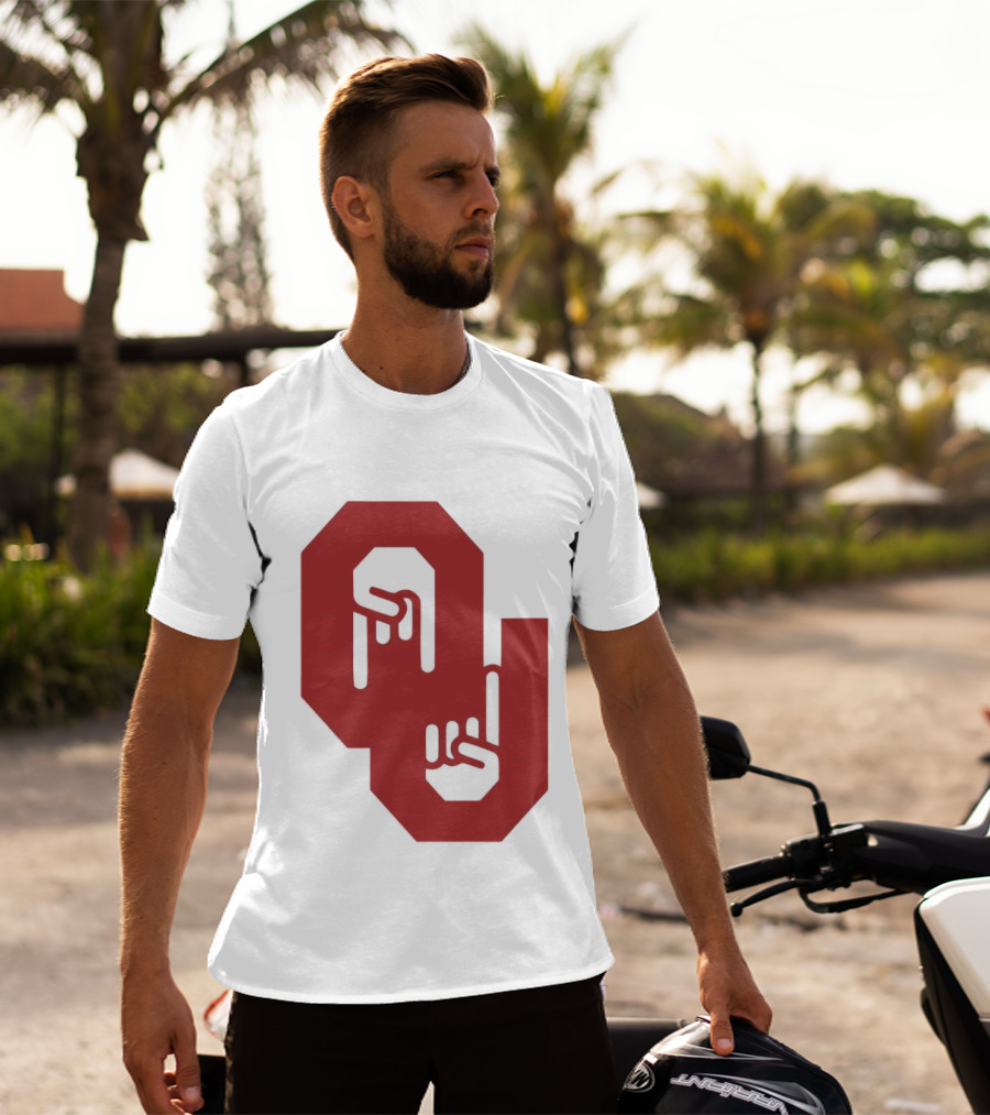 Oklahoma Sooners Logo With Horns Down Hand Gesture T-Shirt
