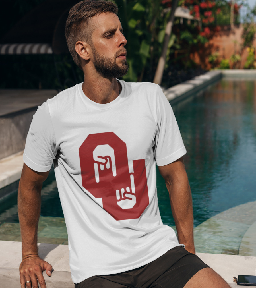 Oklahoma Sooners Logo With Horns Down Hand Gesture T-Shirt