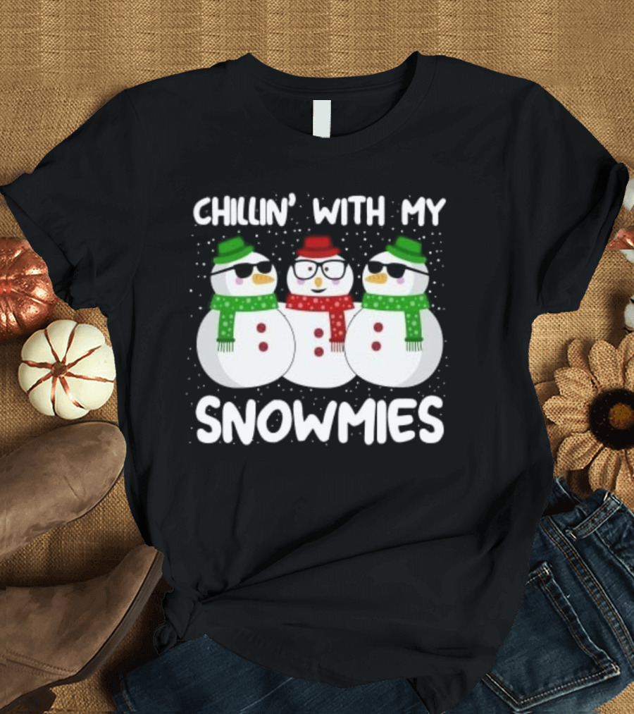 Chillin' with My Snowmies Christmas Snowman Trio T-Shirt