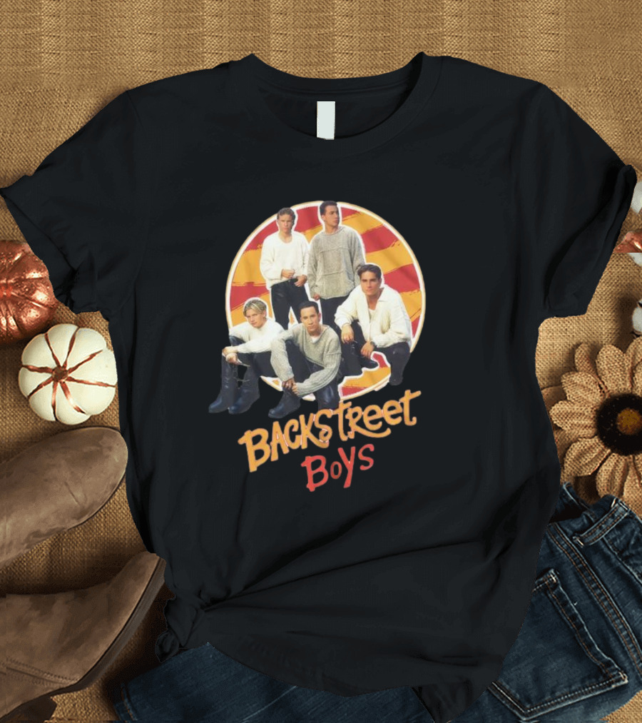 Backstreet Boys Striped Circle Group Image T-Shirt