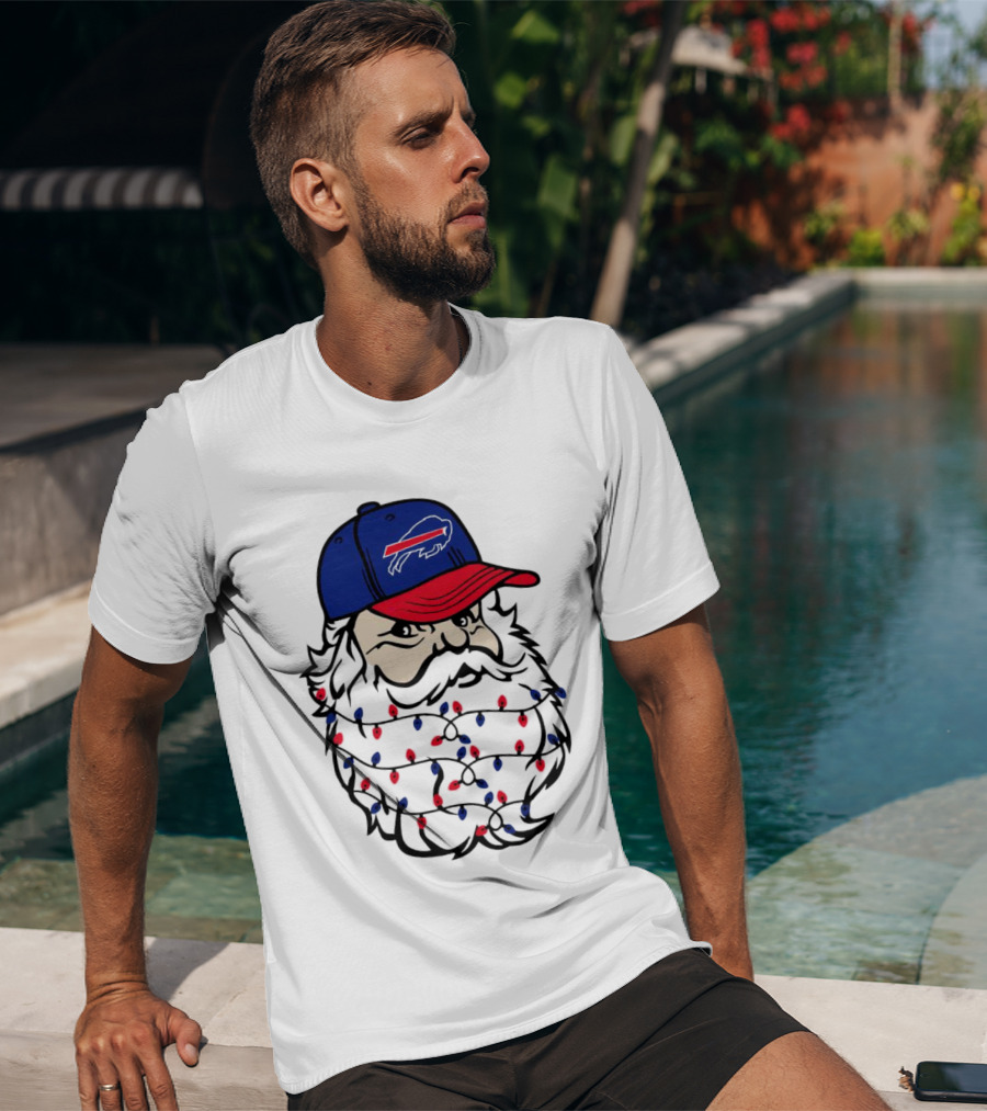 Santa Buffalo Bills Christmas Lights Beard Football T-Shirt