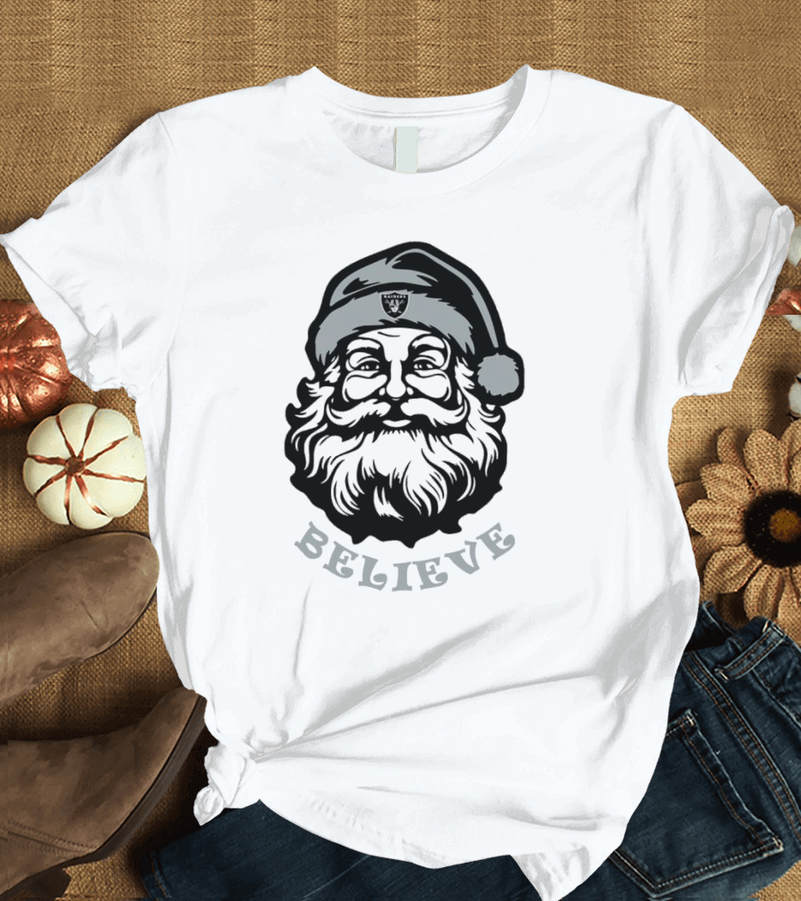 Las Vegas Raiders Santa Claus Believe Christmas T-Shirt