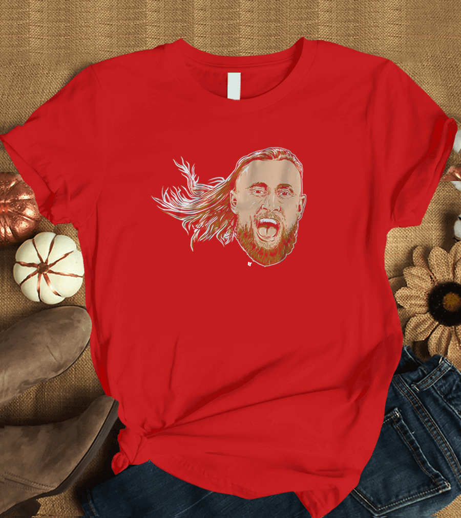 george kittle swag head 49ers red beard roaring face T-Shirt