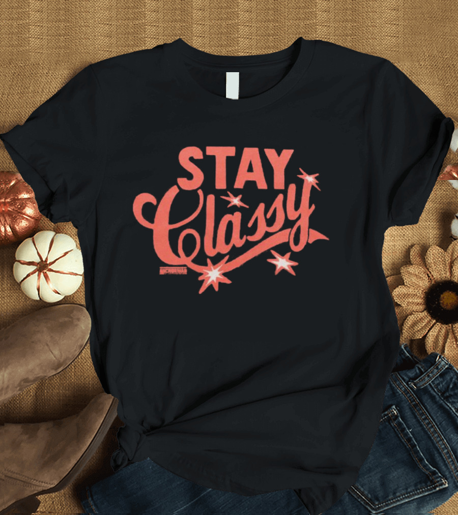Anchorman Stay Classy Red Text with Stars T-Shirt