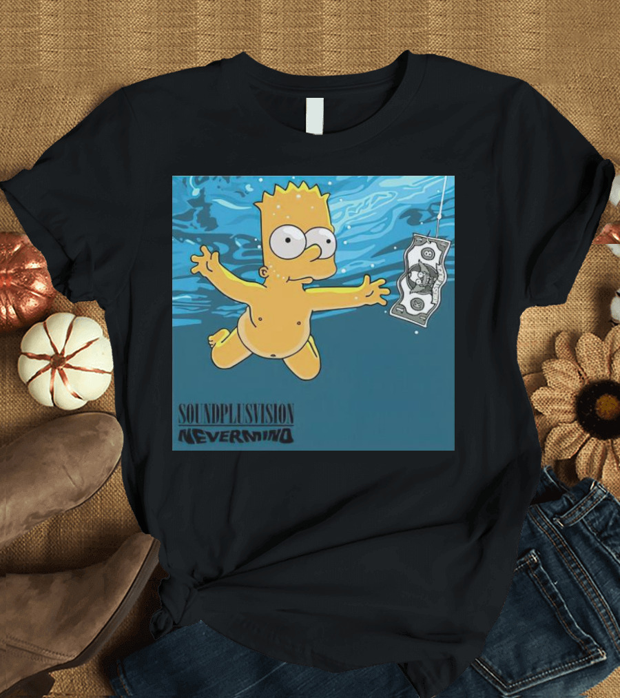 SOUNDPLUSVISION NEVERMIND Bart Simpson Dollar Bill T-Shirt