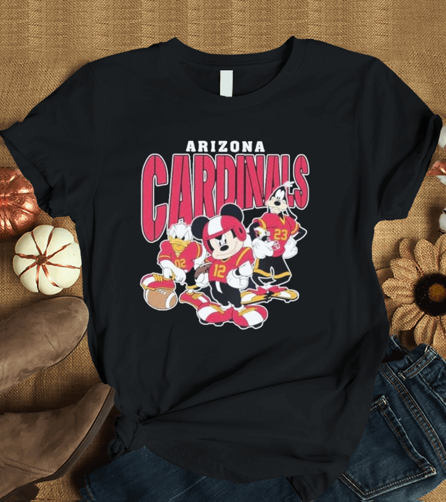 Arizona Cardinals Mickey Donald Duck Goofy Football Team T-Shirt