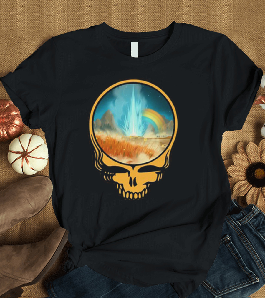 Grateful Dead Skull with Psychedelic Landscape and Rainbow T-Shirt