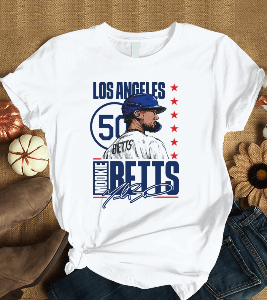 Mookie Betts 50 Los Angeles Dodgers Baseball Stars T-Shirt