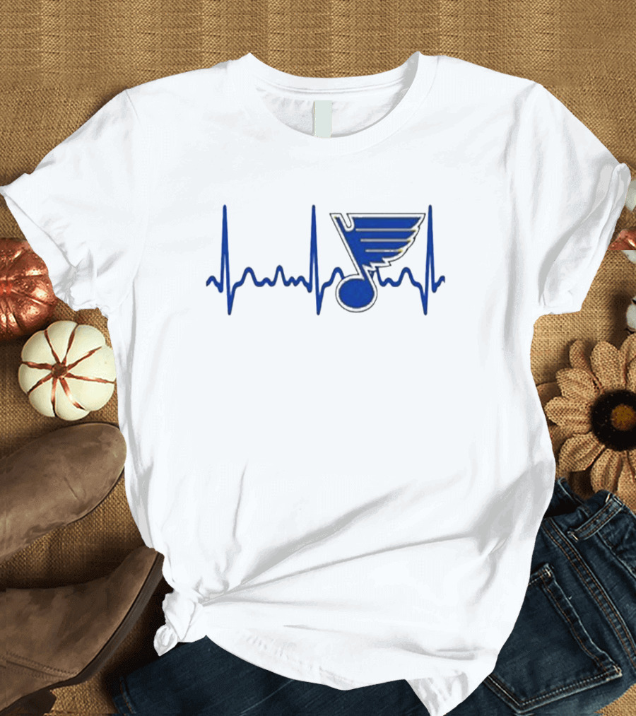 St Louis Blues Heartbeat Hockey T-Shirt