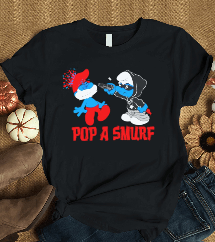 Pop a Smurf Gangster Smurf with Spray Can Urban T-Shirt