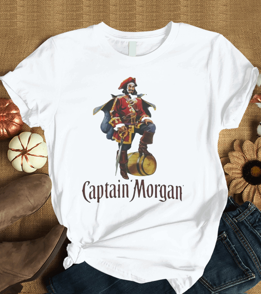 Captain Morgan Rum Pirate Standing on Barrel T-Shirt