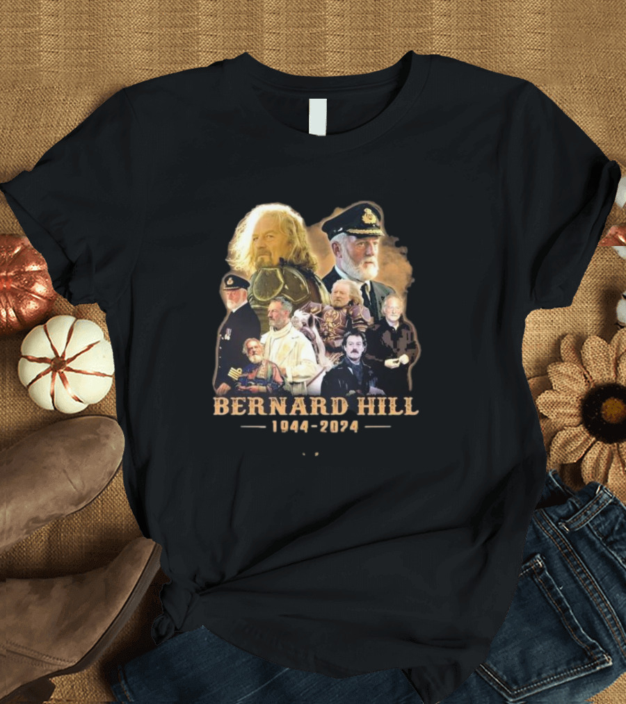 Bernard Hill 1944-2024 Thank You For The Memories Signature Tribute Collage T-Shirt