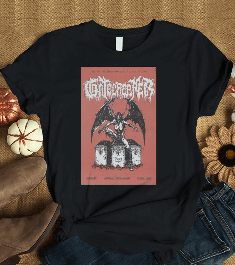 May 30 2024 Gatecreeper Urban Lounge Salt Lake City Undeath Jarhead Fertilizer Final Gasp T-Shirt