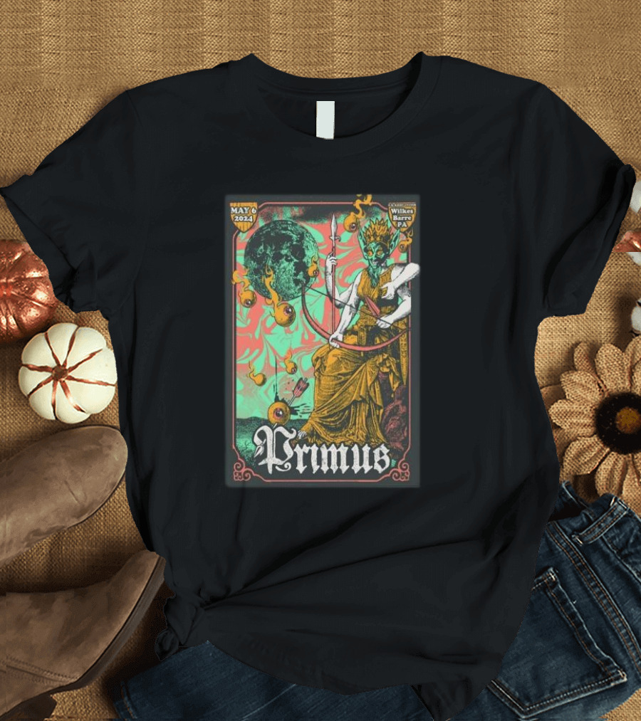 Primus May 6 2024 Wilkes-Barre PA Psychedelic Concert T-Shirt