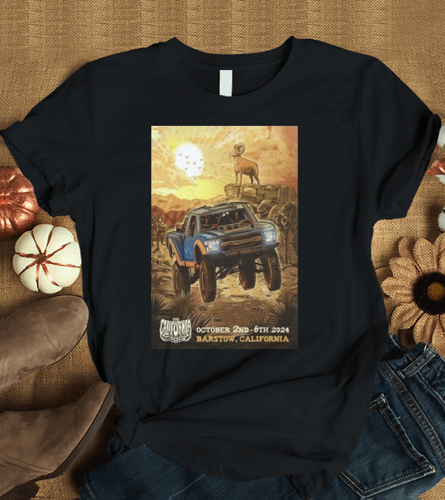The California 300 October 2nd-6th 2024 Off-Road Racing Event Barstow California Desert Sunset with Ram and Truck T-Shirt