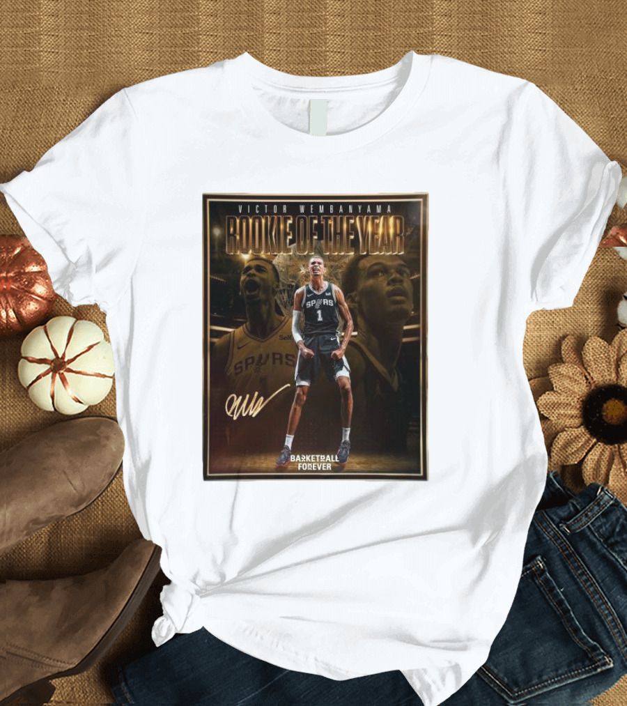 Victor Wembanyama Spurs Rookie of the Year Basketball Forever Signature T-Shirt