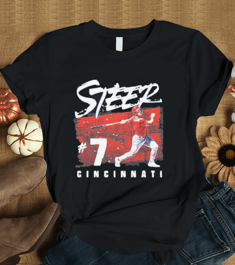 Steer Cincinnati #7 Relentless Spirit Grunge T-Shirt