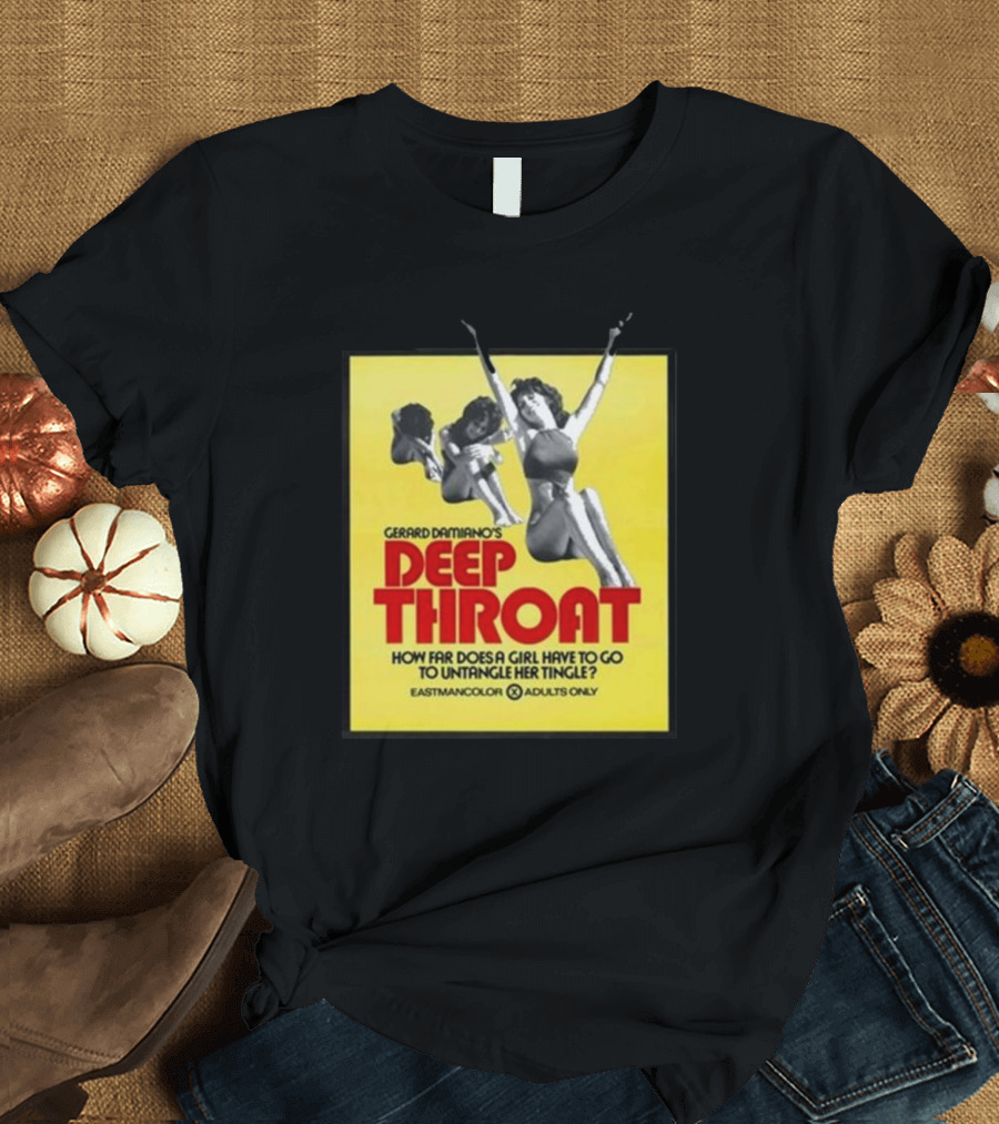 Gerard Damiano’s Deep Throat How Far Does A Girl Have To Go To Untangle Her Tingle? Eastmancolor Adults Only T-Shirt