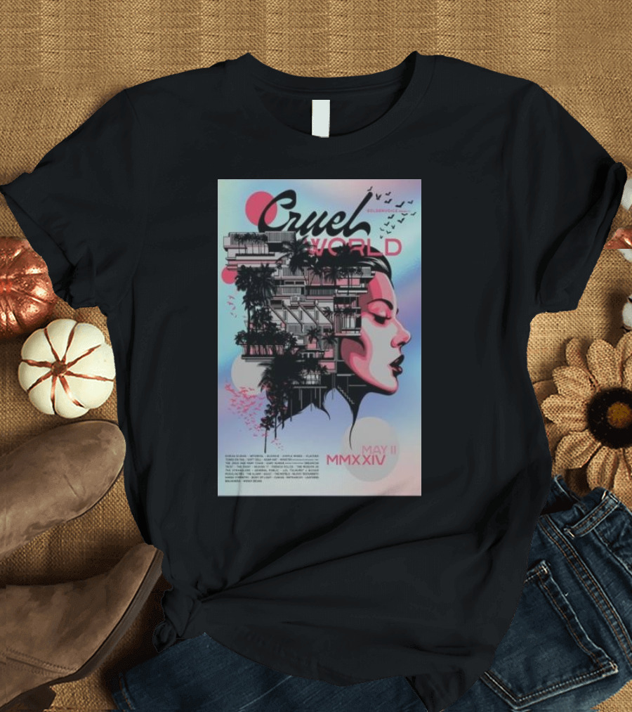 Cruel World May 11 MMXXIV Pasadena CA Mediterranean Architecture Surreal Woman's Profile T-Shirt