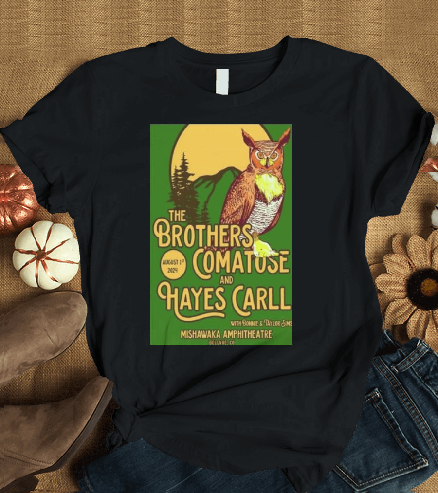 The Brothers Comatose and Hayes Carll August 1 2024 Mishawaka Amphitheatre T-Shirt