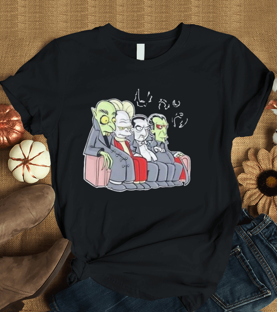 Various Versions of Dracula Characters Sitting Together on a Couch T-Shirt