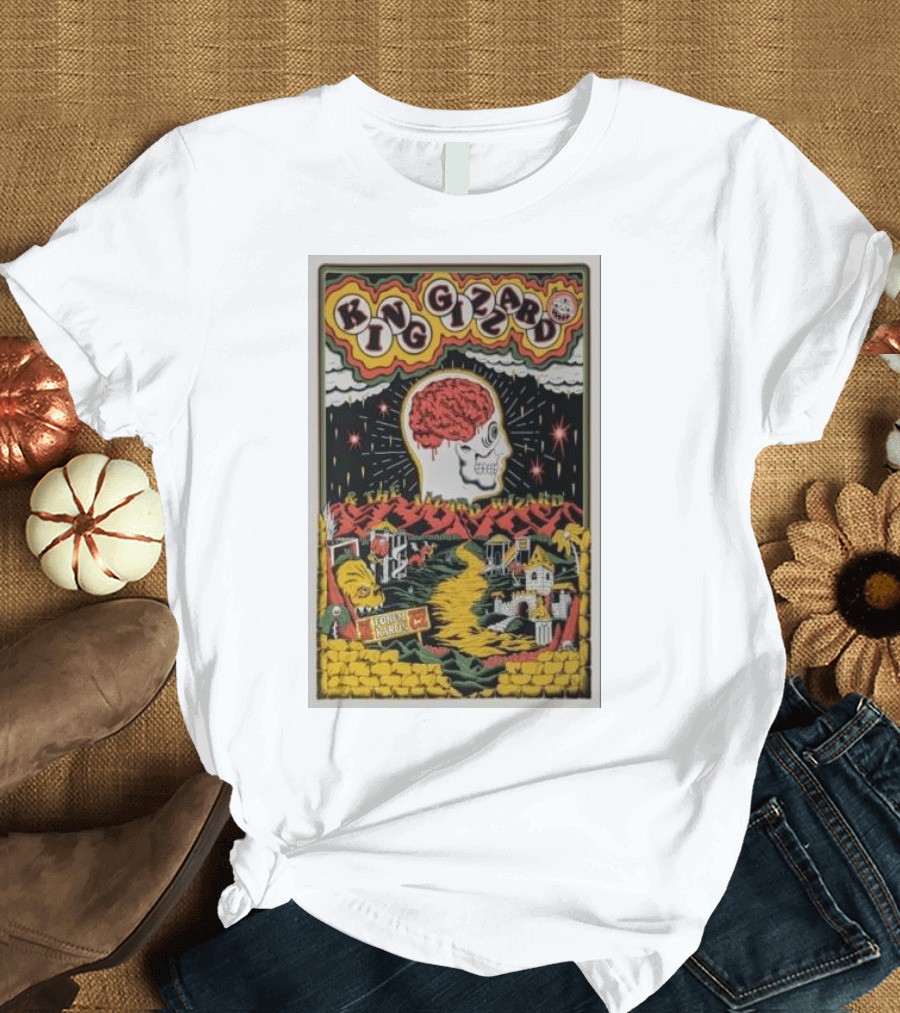 King Gizzard and The Lizard Wizard Forum Karlin Prague May 18 2024 Psychedelic Skull T-Shirt