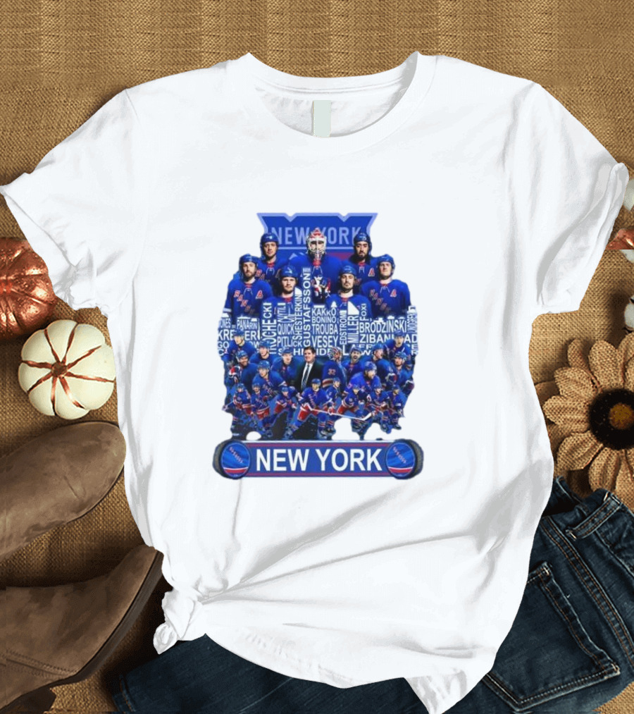 New York Rangers Hockey Team Players Skyline Names T-Shirt