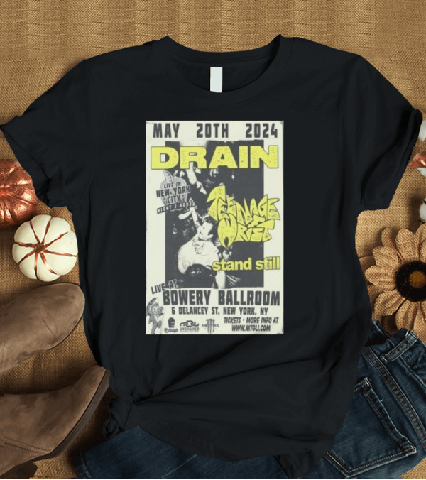 T-Shirt: May 20th 2024 Drain Teenage Wrist Stand Still Live at Bowery Ballroom New York City T-Shirt May 20th 2024 Drain Teenage Wrist Stand Still Live at Bowery Ballroom New York City T-Shirt