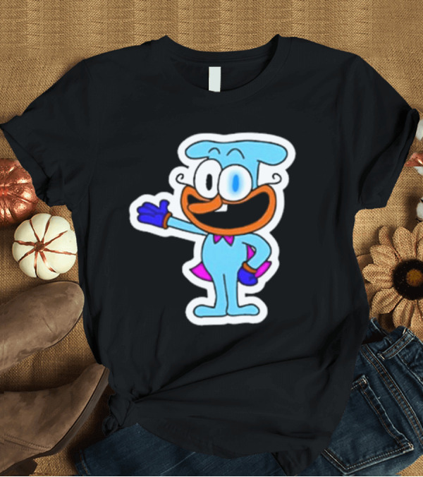 T-Shirt: Robby1iscool The Doise Blue Cartoon Character with Orange Mouth and Purple Cape T-Shirt Robby1iscool The Doise Blue Cartoon Character with Orange Mouth and Purple Cape T-Shirt