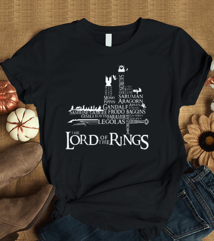 The Lord Of The Rings Sauron Saruman Aragorn Gandalf Frodo Legolas Gimli Gollum Faramir Merry Pippin Samwise Gamgee Baggins Éowyn Boromir T-Shirt
