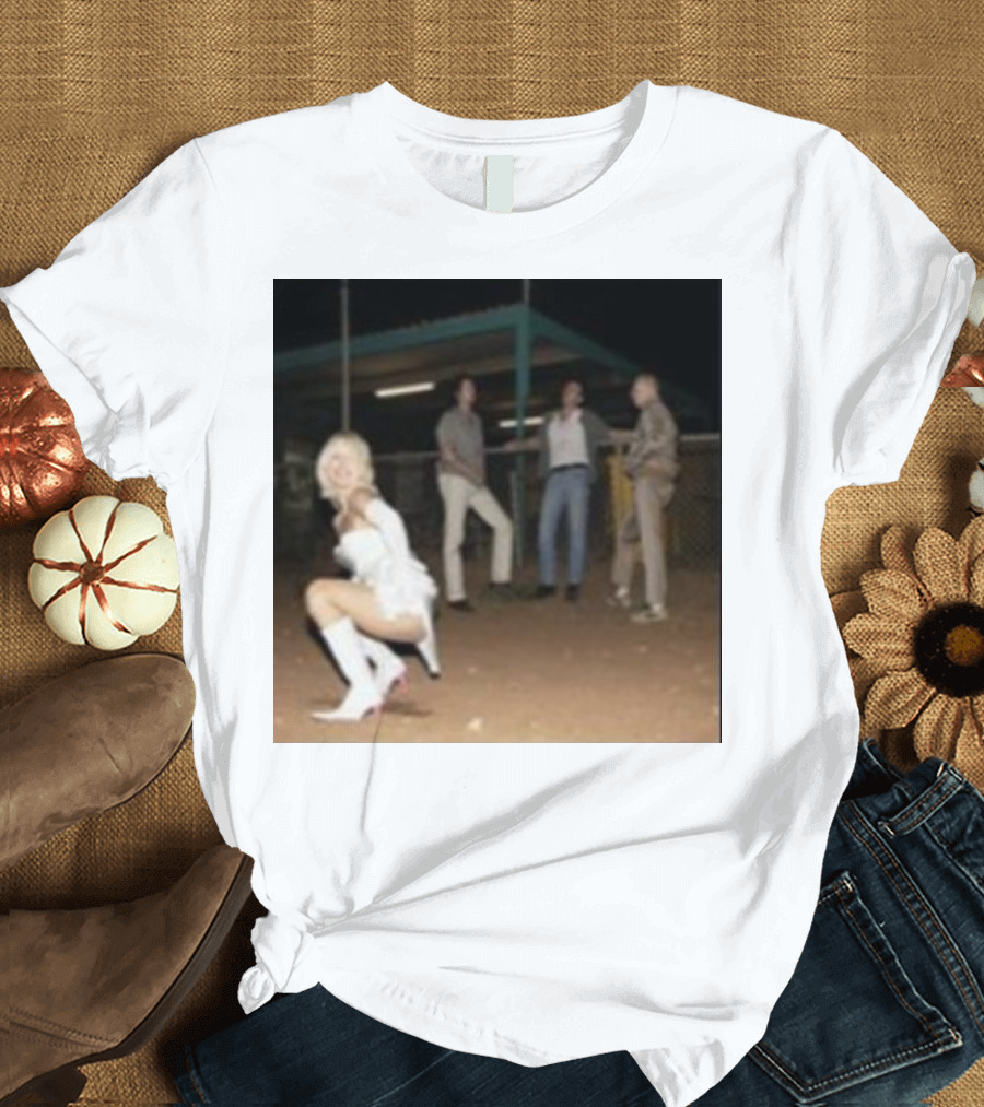 U Should Not Be Doing That Retro Group Scene with Woman in White Boots T-Shirt