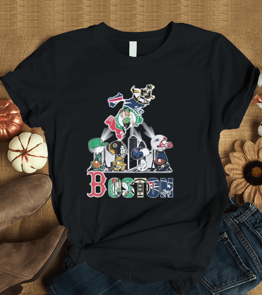 Boston Celtics Red Sox Bruins Patriots Peanuts New England Proud T-Shirt