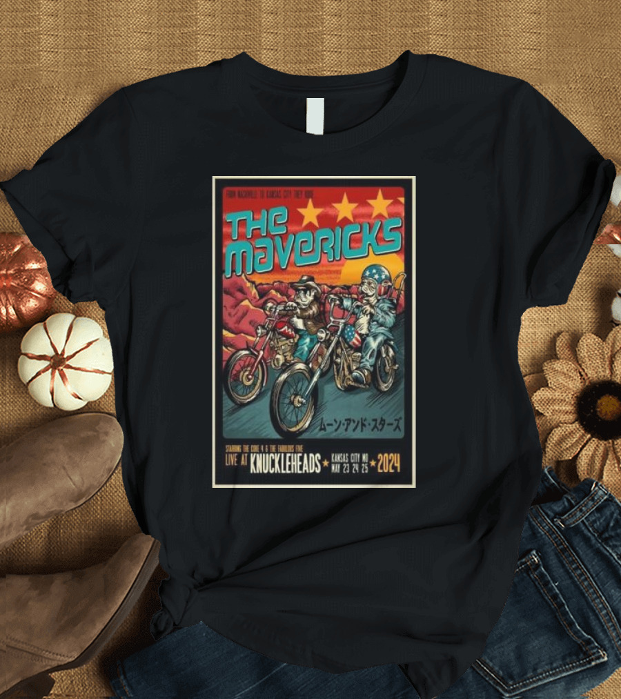 The Mavericks Live at Knuckleheads Kansas City MO May 23-25 2024 Motorcycle Adventure T-Shirt