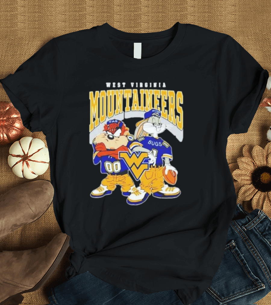 West Virginia Mountaineers 2024 Bugs Bunny Taz Football T-Shirt